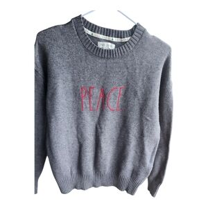 Rae Dunn Gray Christnas Peace Crew Neck Sweater Size Sp